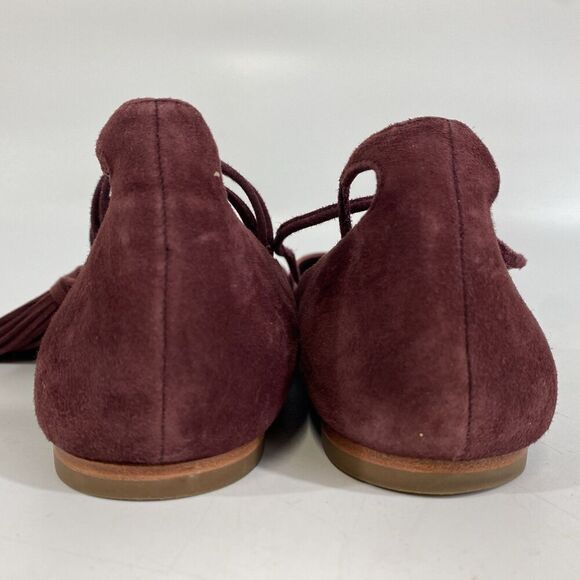 Loeffler Randall PENELOP Bordeaux Red Suede Lace Up Pointed Toe Flats, Wms Sz 8 - Picture 7 of 11
